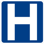hospital blue h icon